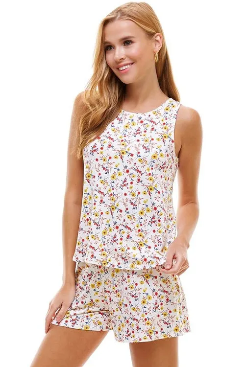 Loungewear Set Ditsy & Floral Sleeveless And Short