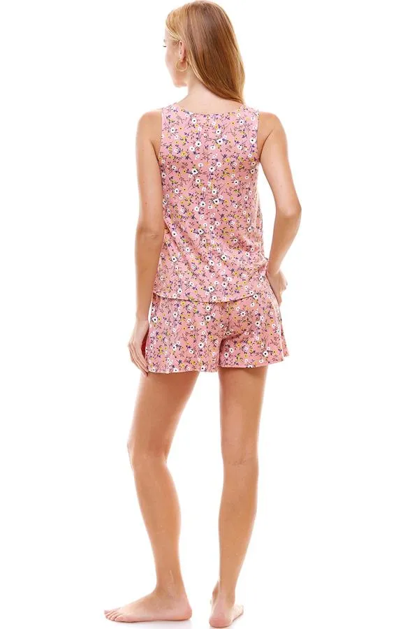 Loungewear Set Ditsy & Floral Sleeveless And Short