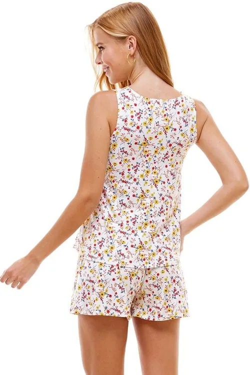 Loungewear Set Ditsy & Floral Sleeveless And Short