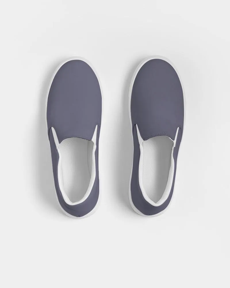 Medium Dark Blue Slip-On Canvas Sneakers | Women's | Medium Dark Pale Pastel Blue | C30M30Y0K60