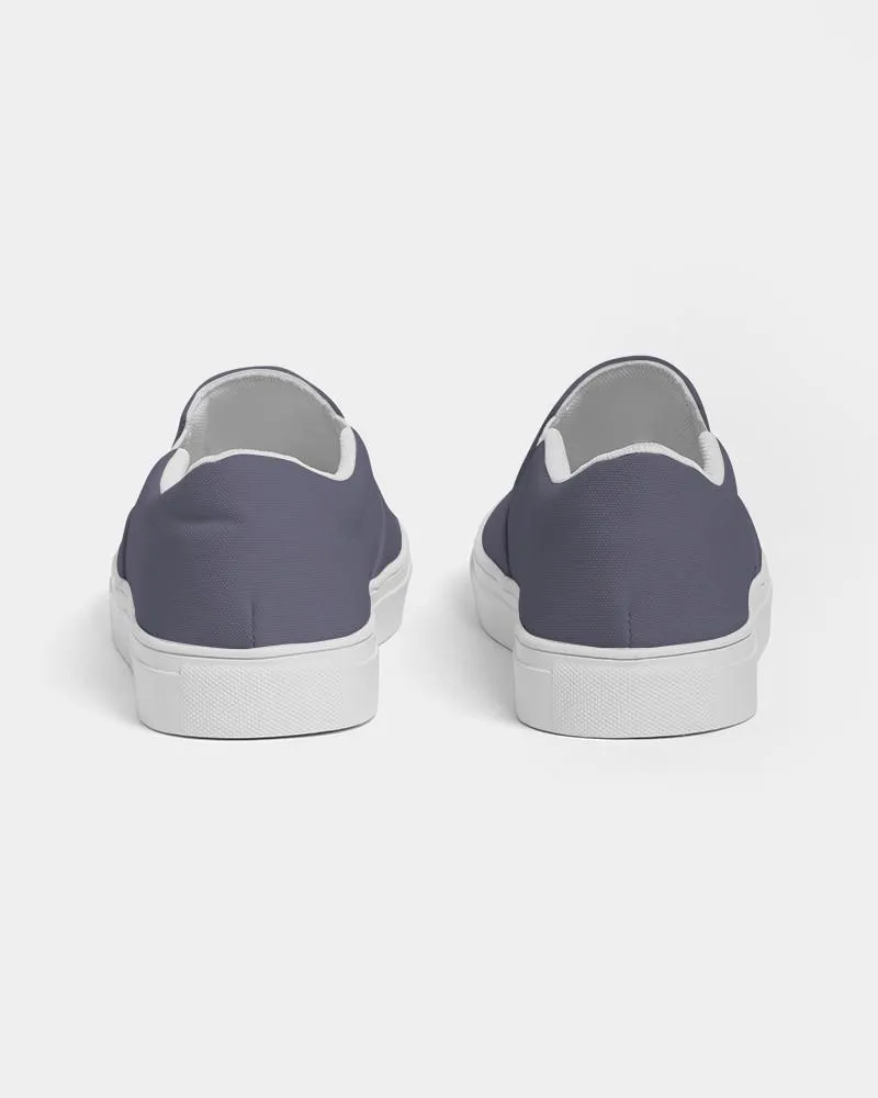 Medium Dark Blue Slip-On Canvas Sneakers | Women's | Medium Dark Pale Pastel Blue | C30M30Y0K60