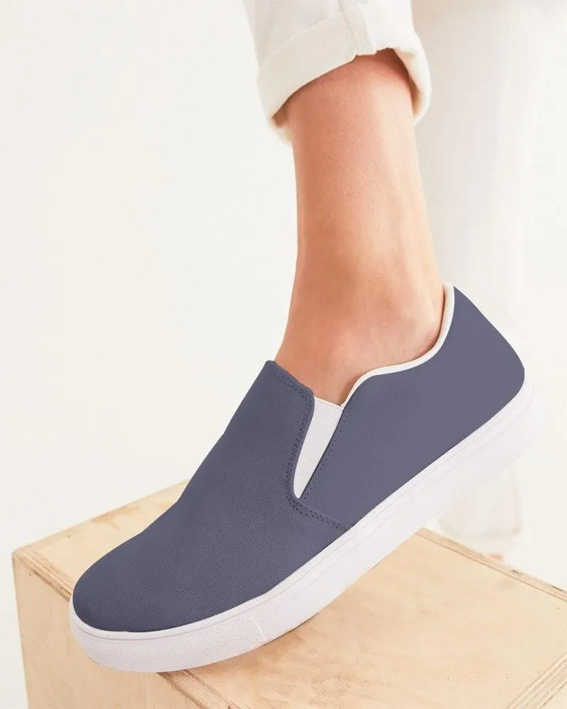 Medium Dark Blue Slip-On Canvas Sneakers | Women's | Medium Dark Pale Pastel Blue | C30M30Y0K60