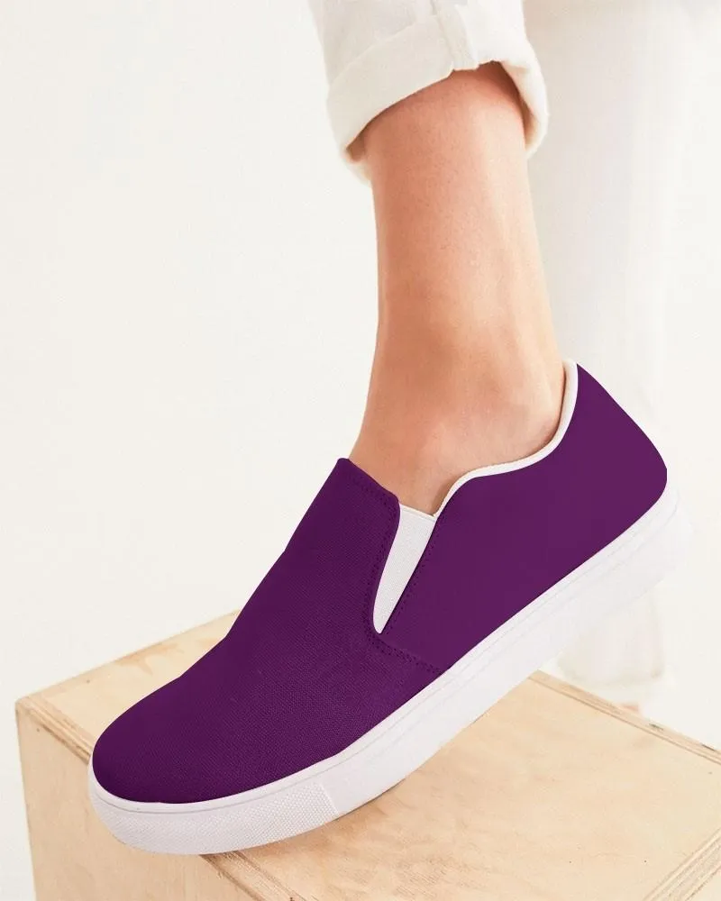 Medium Dark Purple Slip-On Canvas Sneakers | Women's | Medium Dark Pure Purple | C50M100Y0K60