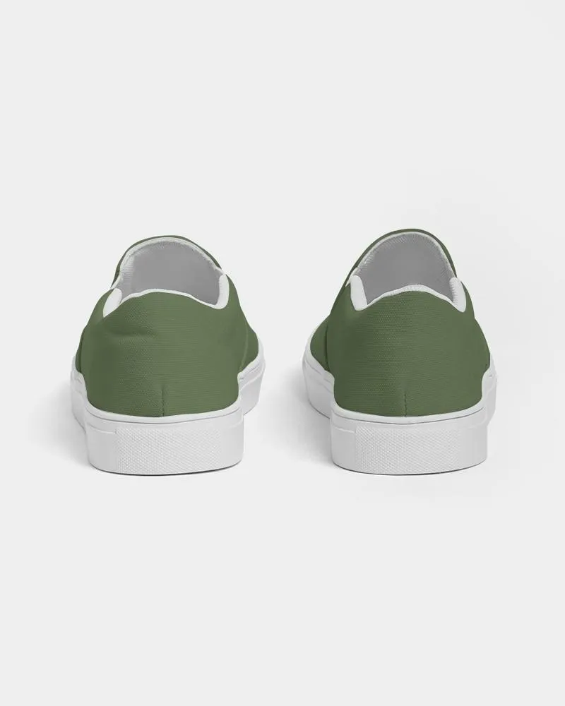 Medium Dark Warm Green Slip-On Canvas Sneakers | Men's | Medium Dark Pastel Warm Green | C30M0Y60K60