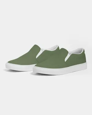 Medium Dark Warm Green Slip-On Canvas Sneakers | Men's | Medium Dark Pastel Warm Green | C30M0Y60K60