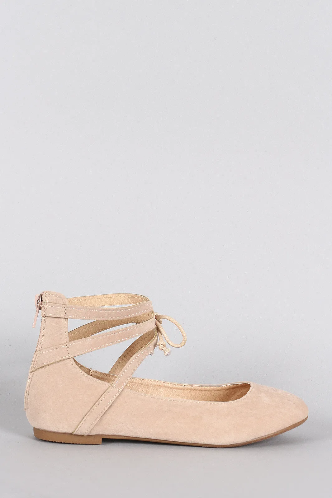 Misbehave Suede Ankle Cuff Round Toe Ballet Flat