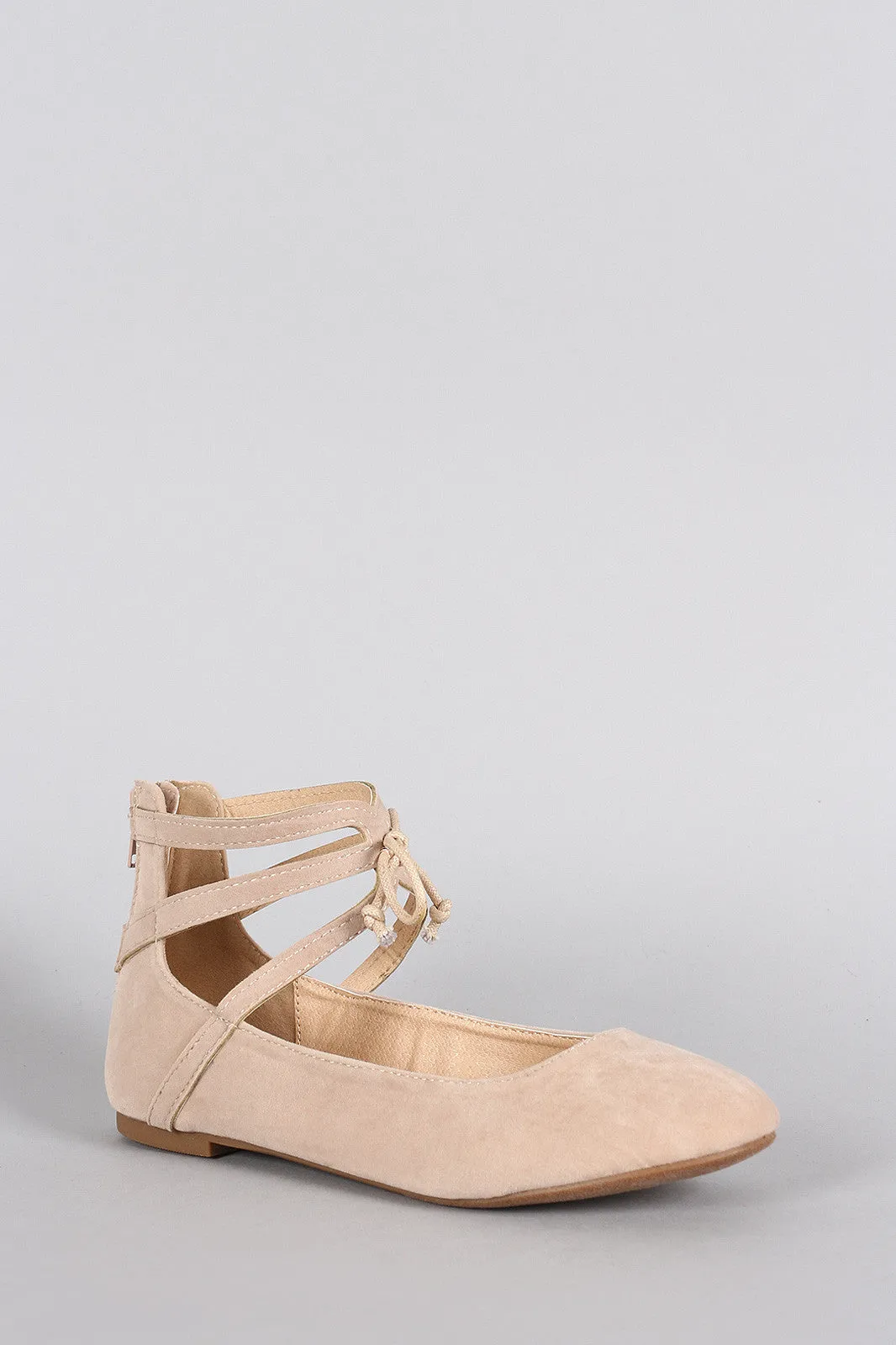 Misbehave Suede Ankle Cuff Round Toe Ballet Flat