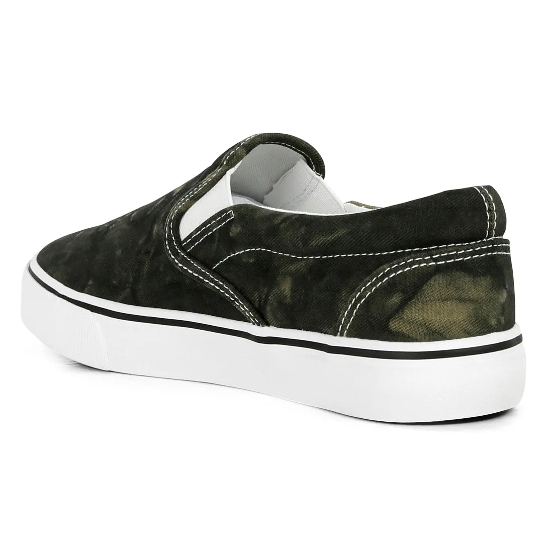 Olive Green Slip On Canvas Sneakers