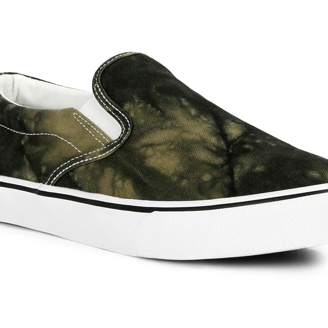 Olive Green Slip On Canvas Sneakers