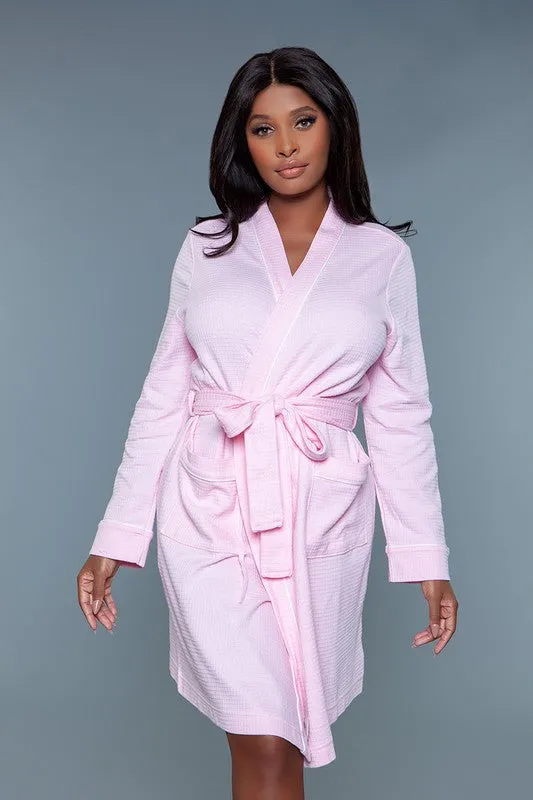 Oversized Comfy Pink Waffle Robe