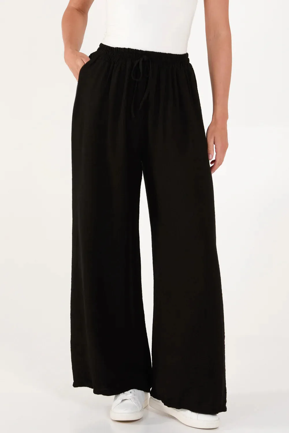 Plain Wide Leg Trousers With Pockets (5 Colours)