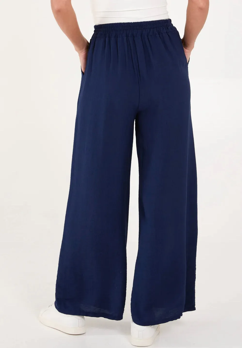 Plain Wide Leg Trousers With Pockets (5 Colours)