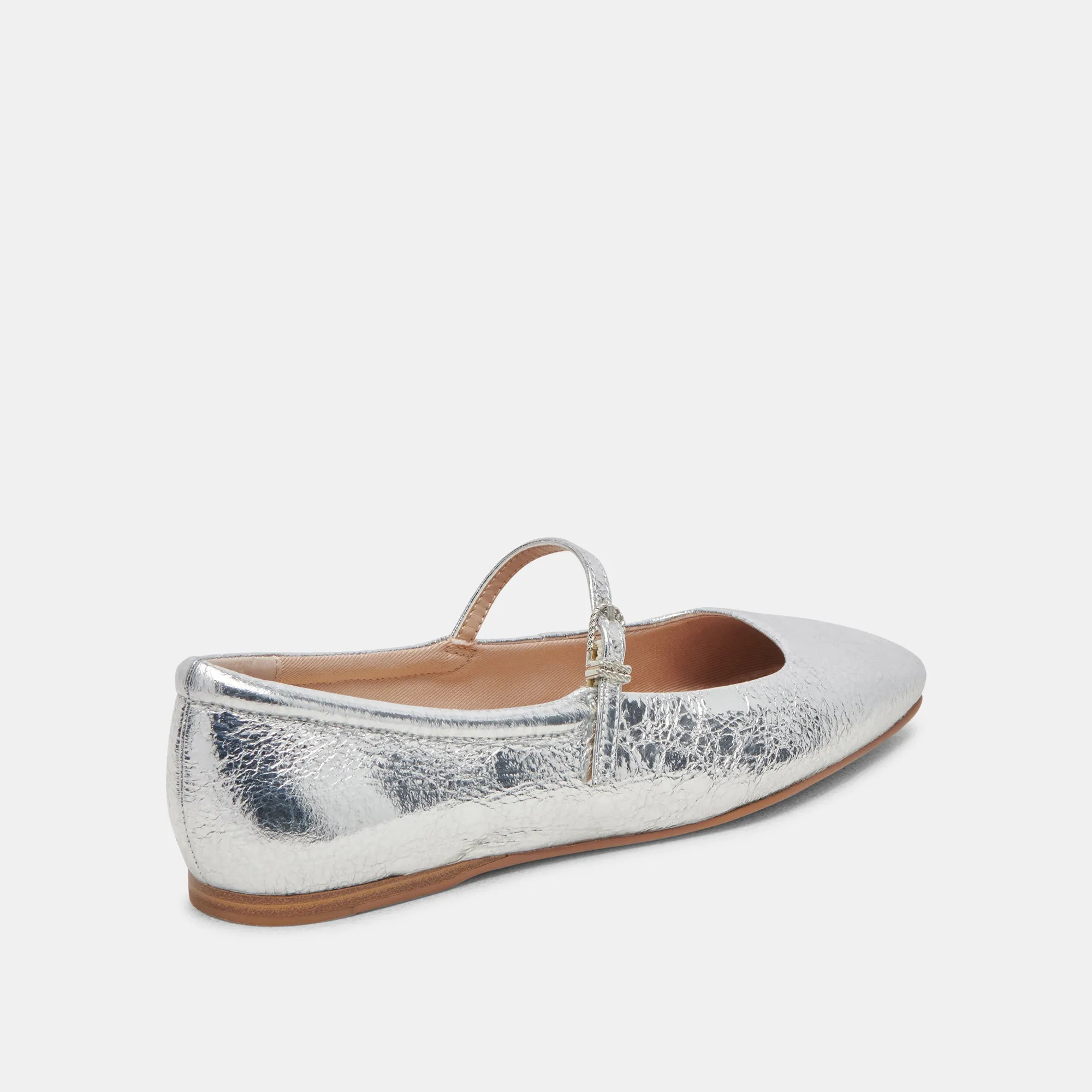 REYES BALLET FLATS SILVER DISTRESSED LEATHER