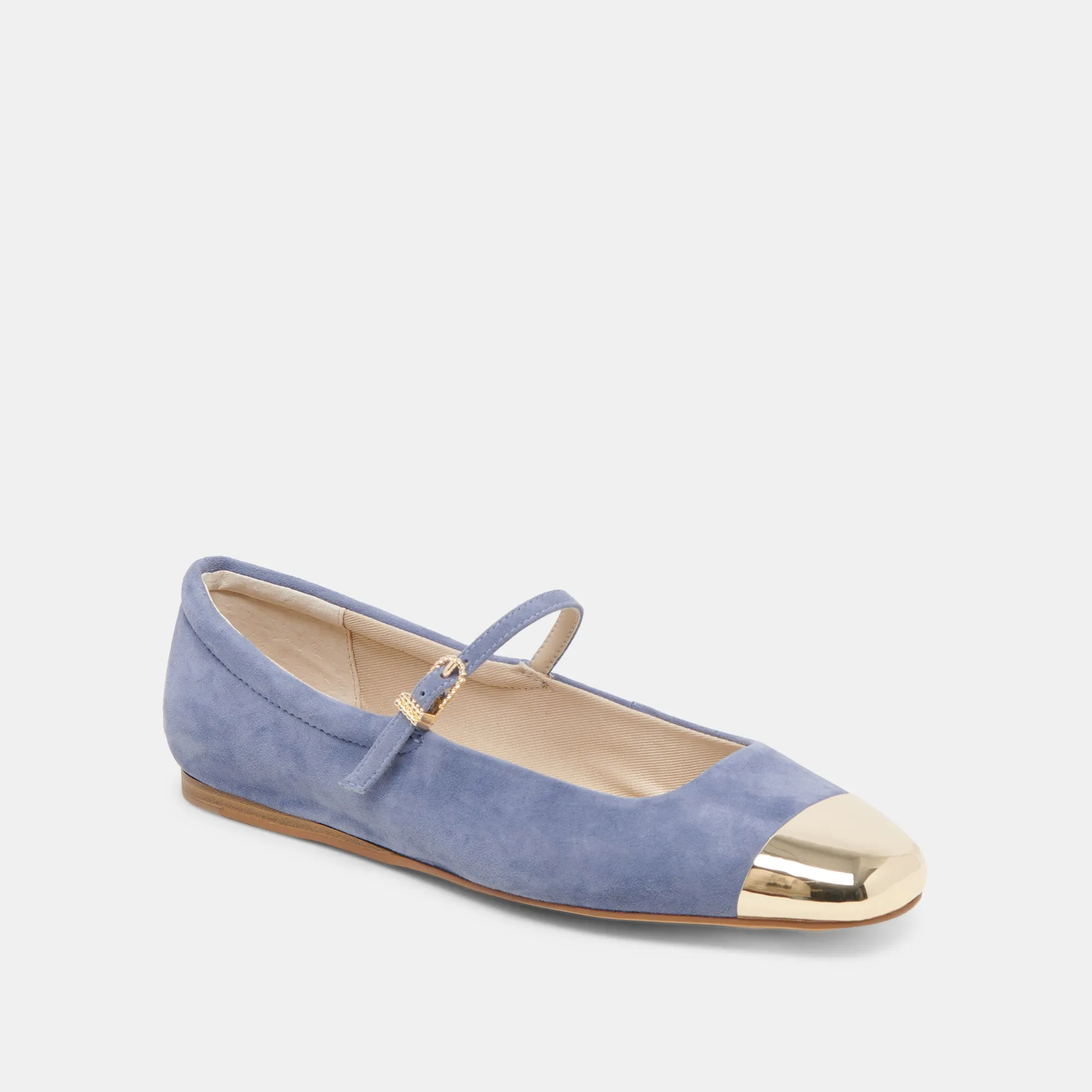 REYES TOE CAP BALLET FLATS BLUEBELL SUEDE