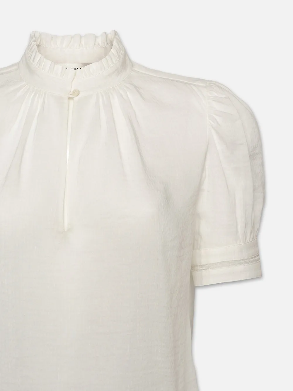 Ruffle Collar Inset Lace Top -- White