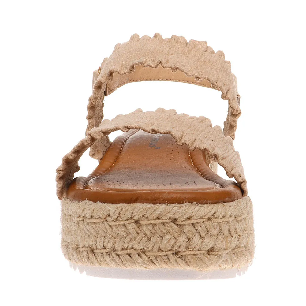 Ruffle Strap Wedge Sandal