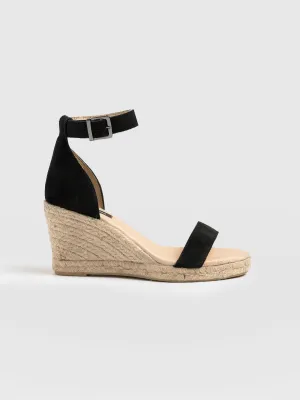 Serena Espadrille Wedges - Black