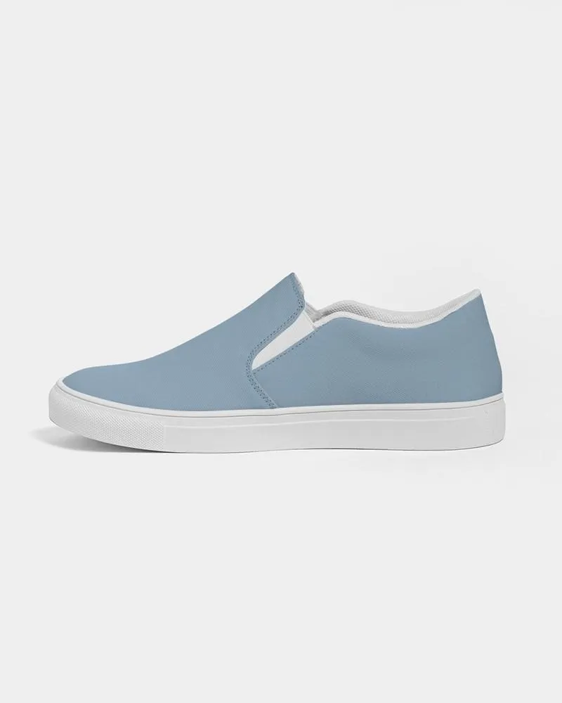 Shaded Pale Pastel Cyan Gray Slip-On Canvas Sneakers | Women's | C30M8Y0K30