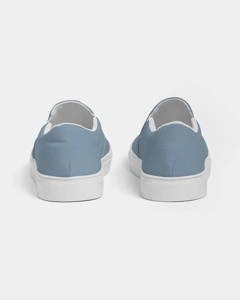 Shaded Pale Pastel Cyan Gray Slip-On Canvas Sneakers | Women's | C30M8Y0K30