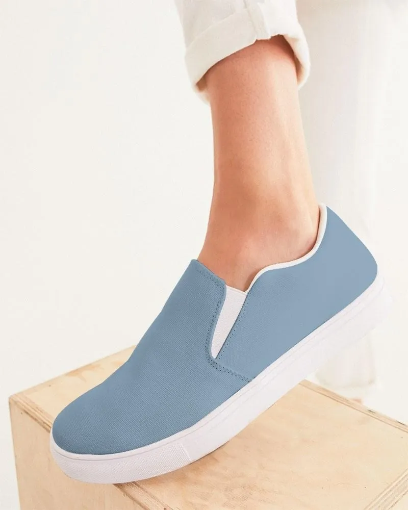 Shaded Pale Pastel Cyan Gray Slip-On Canvas Sneakers | Women's | C30M8Y0K30