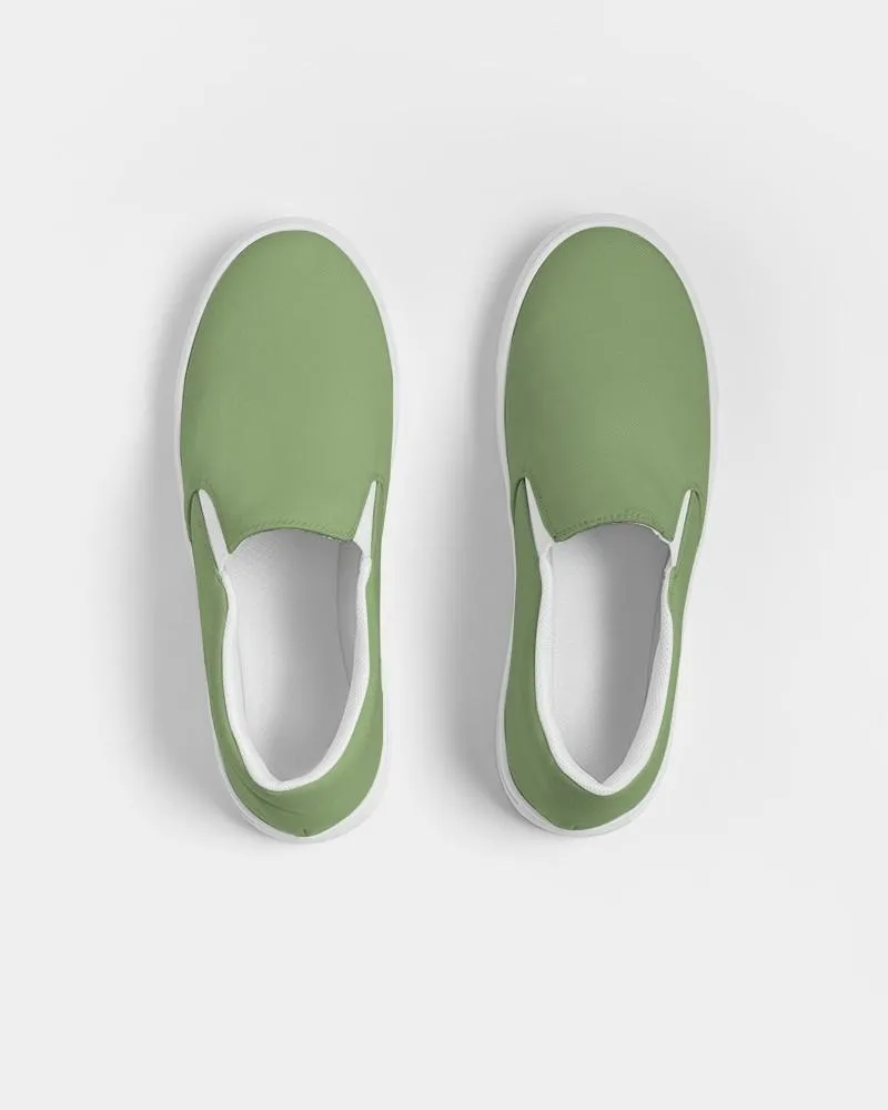 Shaded Pastel Warm Green Slip-On Canvas Sneakers | Women's | C30M0Y60K30