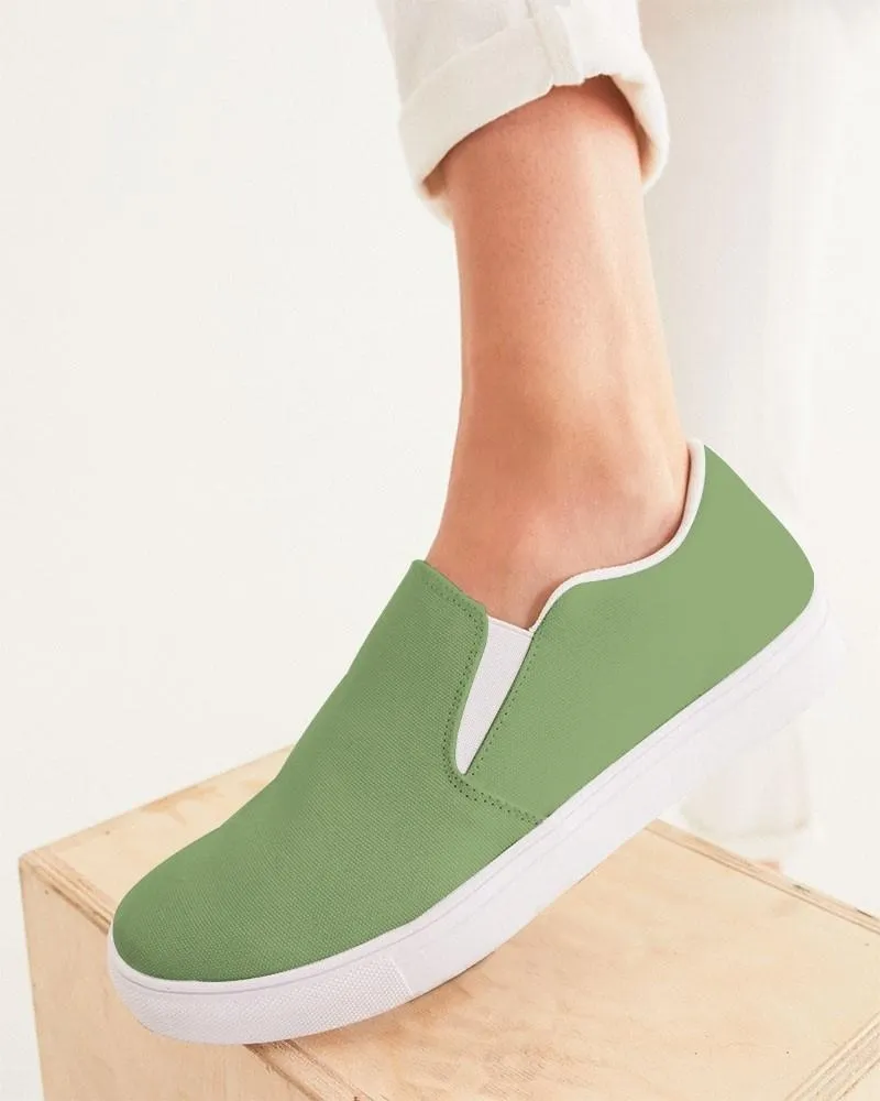 Shaded Pastel Warm Green Slip-On Canvas Sneakers | Women's | C30M0Y60K30