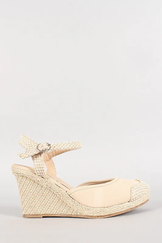 Slingback Buckle Round Toe Espadrille Wedge