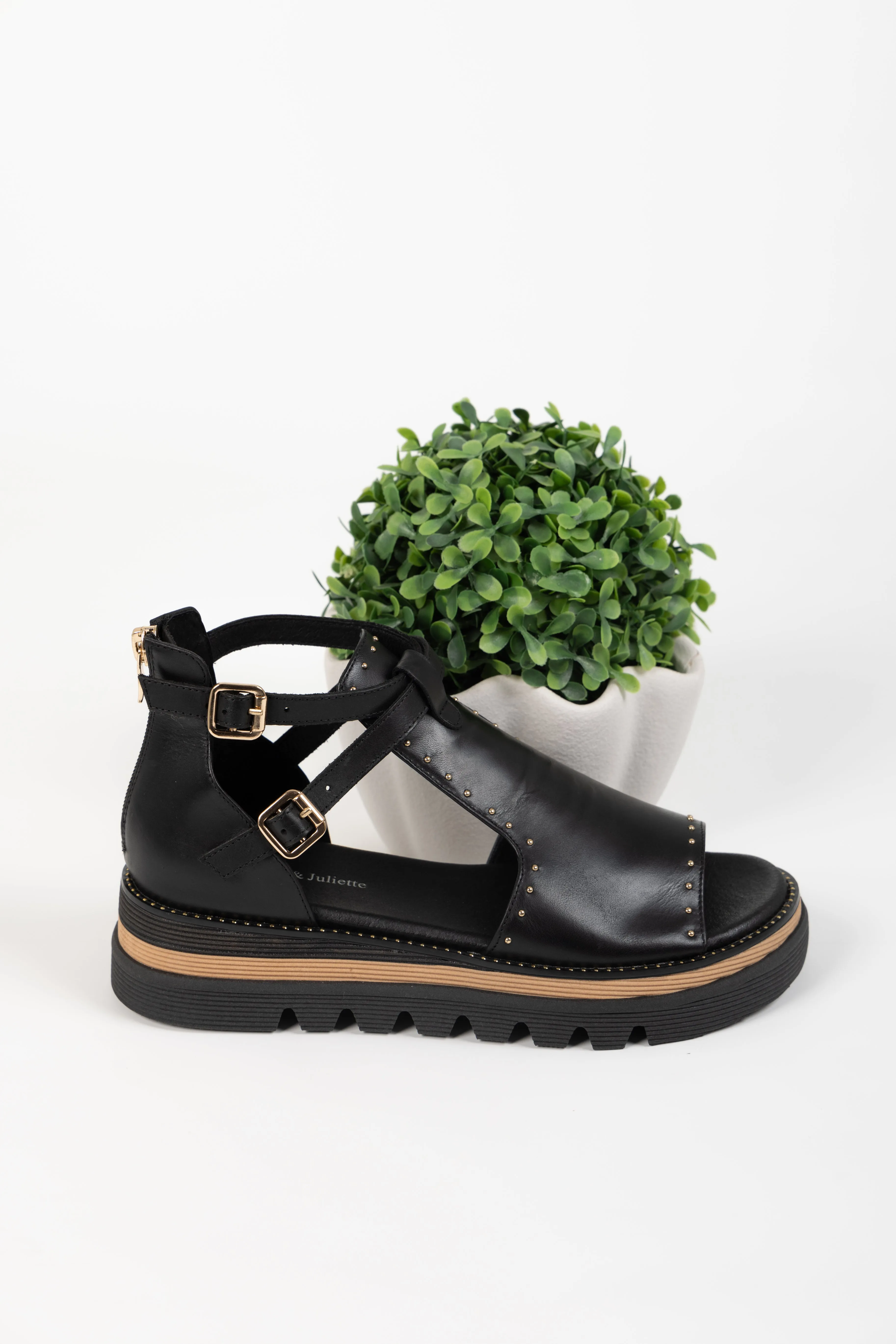 SORENS SANDAL BLACK LEATHER