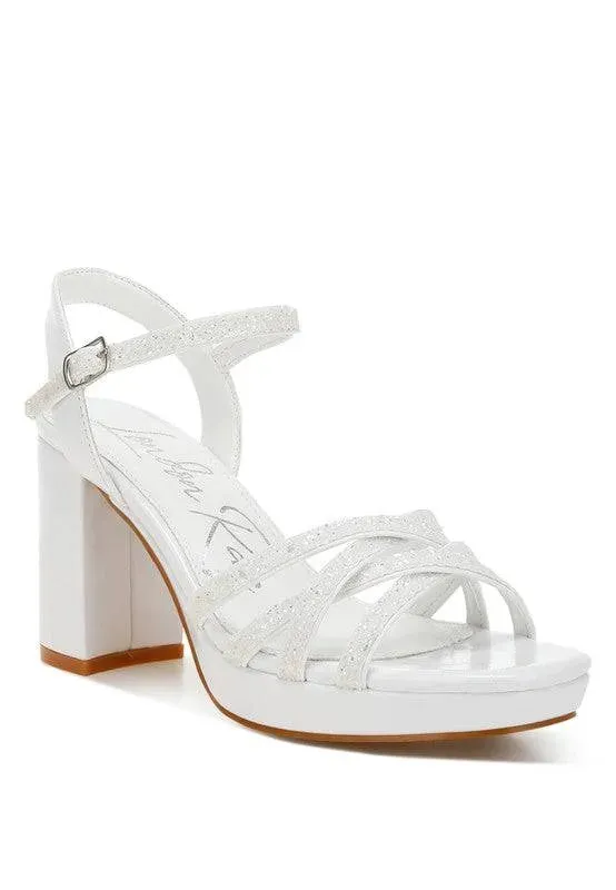 Sparks Fly Glitter Strappy Block Sandals