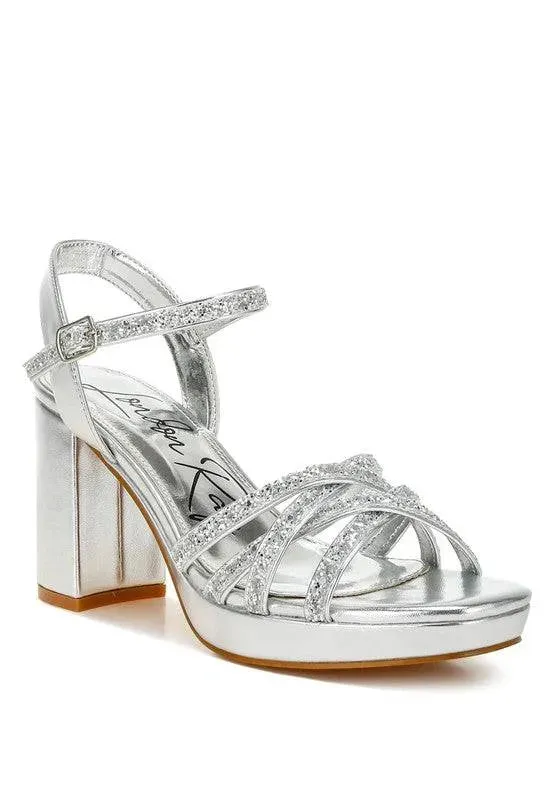 Sparks Fly Glitter Strappy Block Sandals