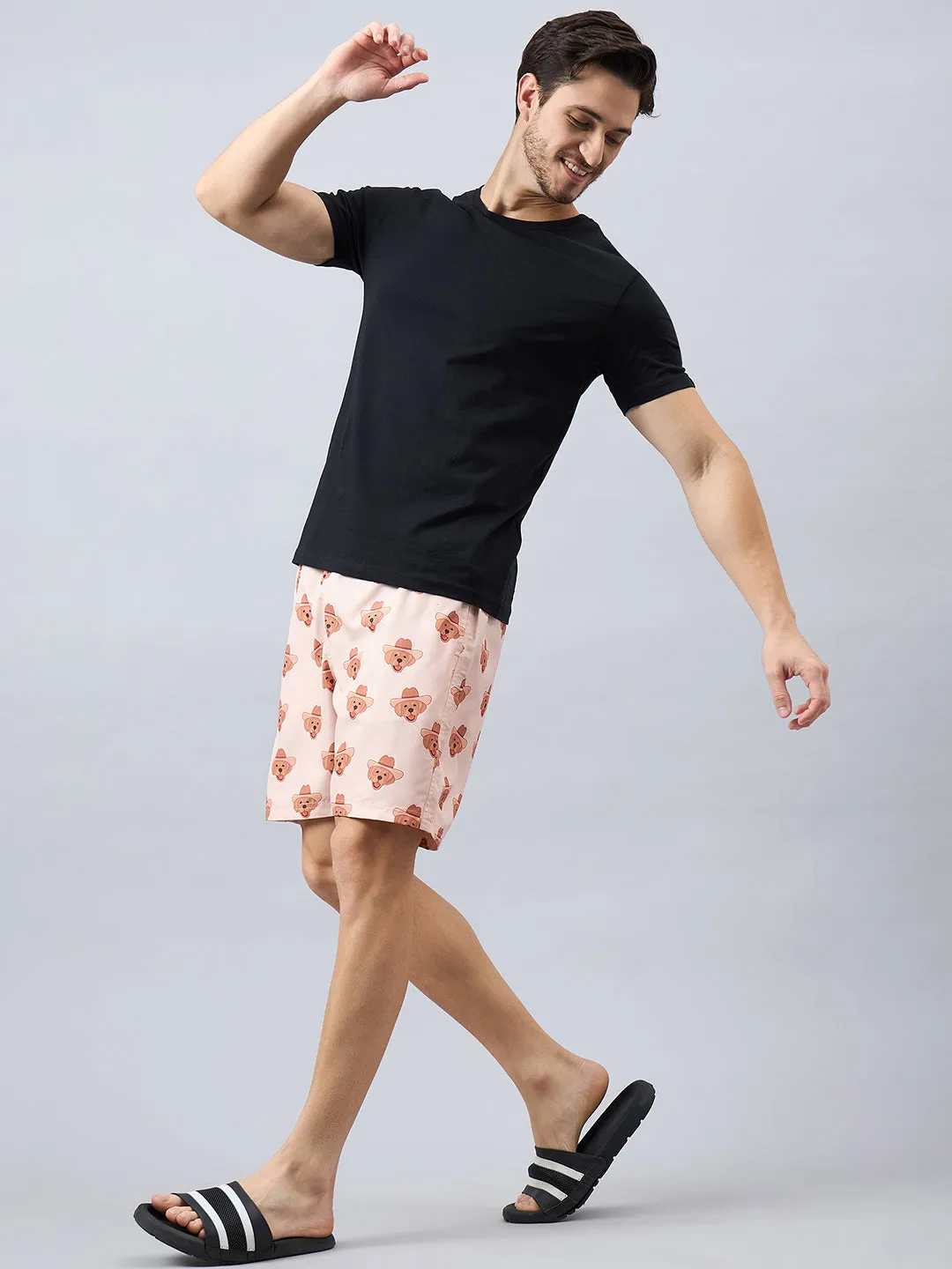 Style Quotient Men Brown And Multi Animal Print Polyester Regular Swim  Shorts