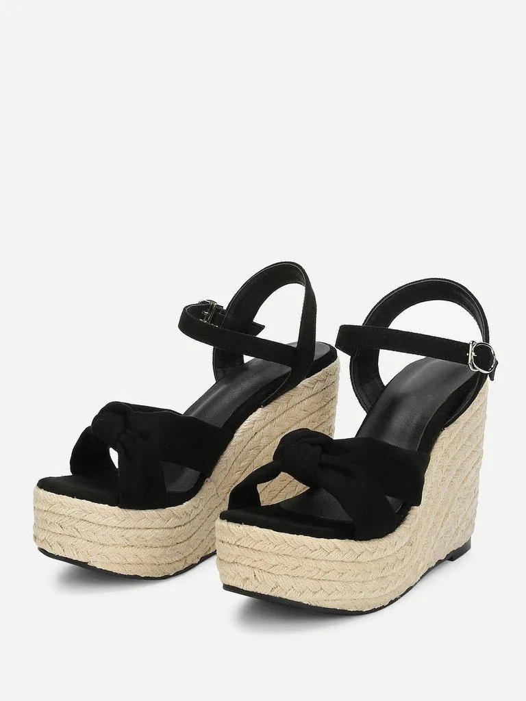 Suede Espadrille Platform Wedge Sandals