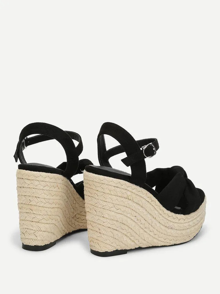 Suede Espadrille Platform Wedge Sandals