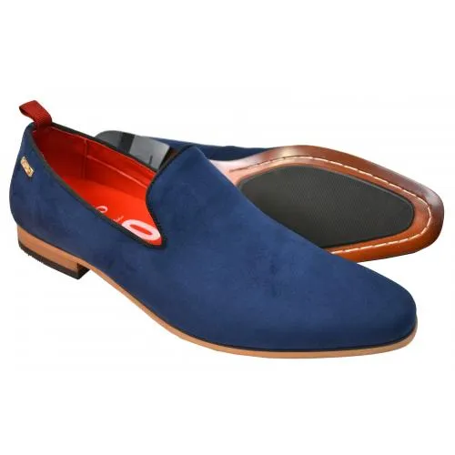 Tayno "Alpha" Navy Blue Vegan Suede Slip-On Loafers