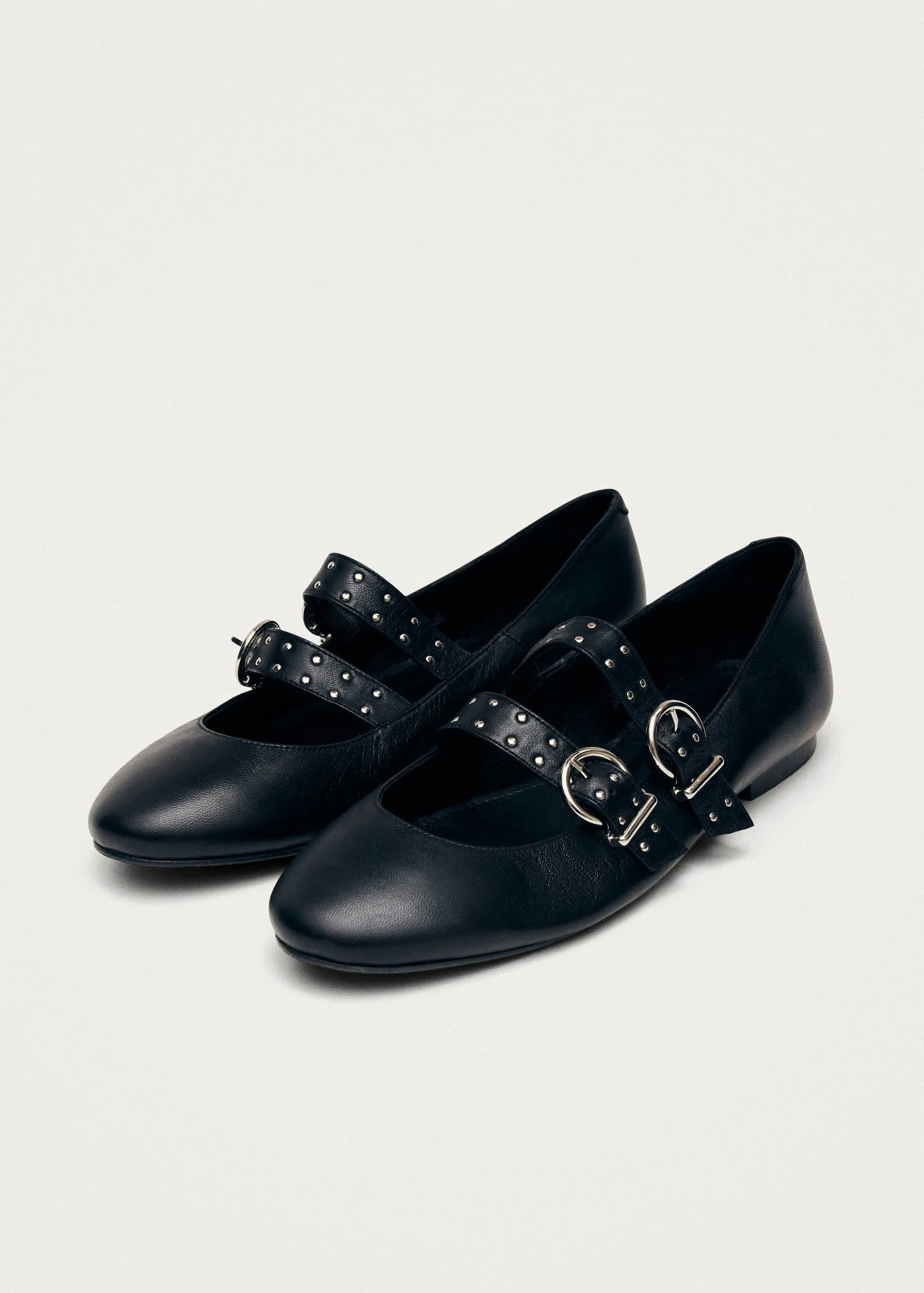 Thekla Black Leather Ballet Flats