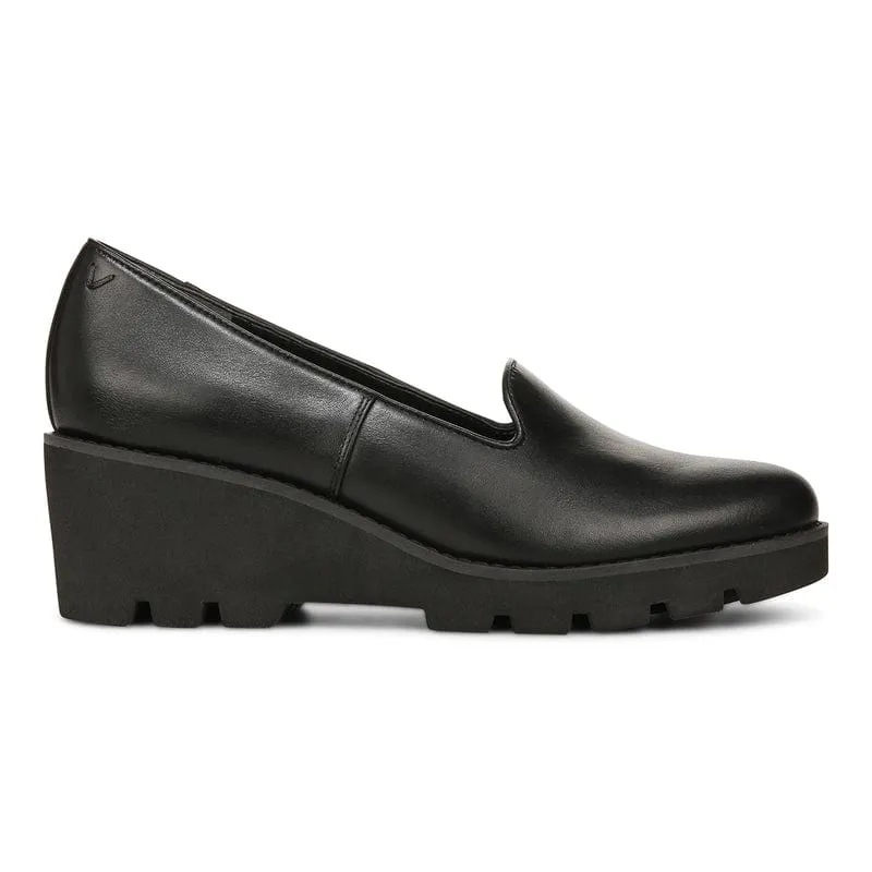 Vionic Women's Willa Wedge Loafers- Black Leather