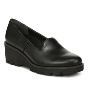 Vionic Women's Willa Wedge Loafers- Black Leather