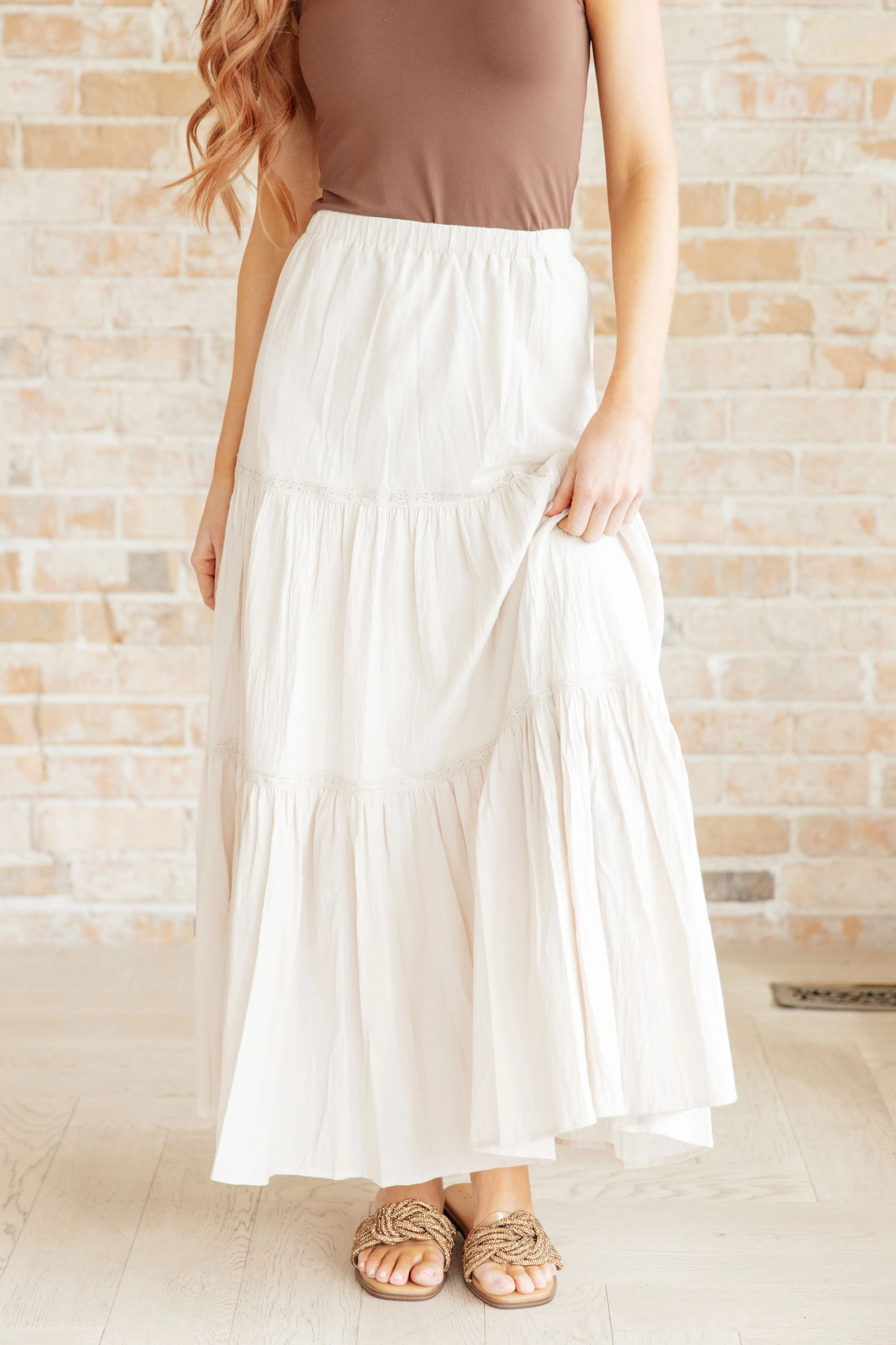 WHITE BIRCH- Let It Begin Tiered Maxi Skirt