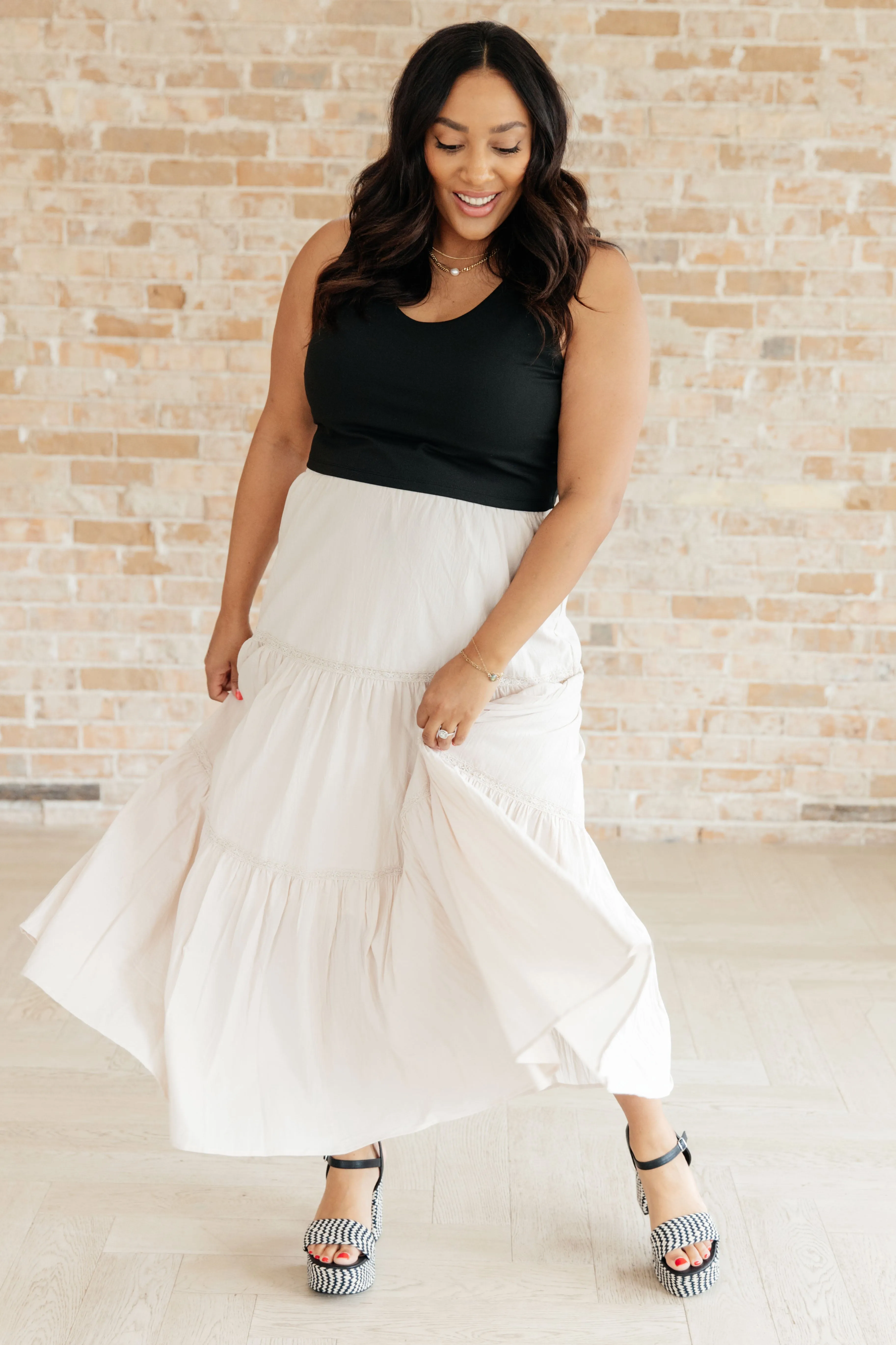 WHITE BIRCH- Let It Begin Tiered Maxi Skirt