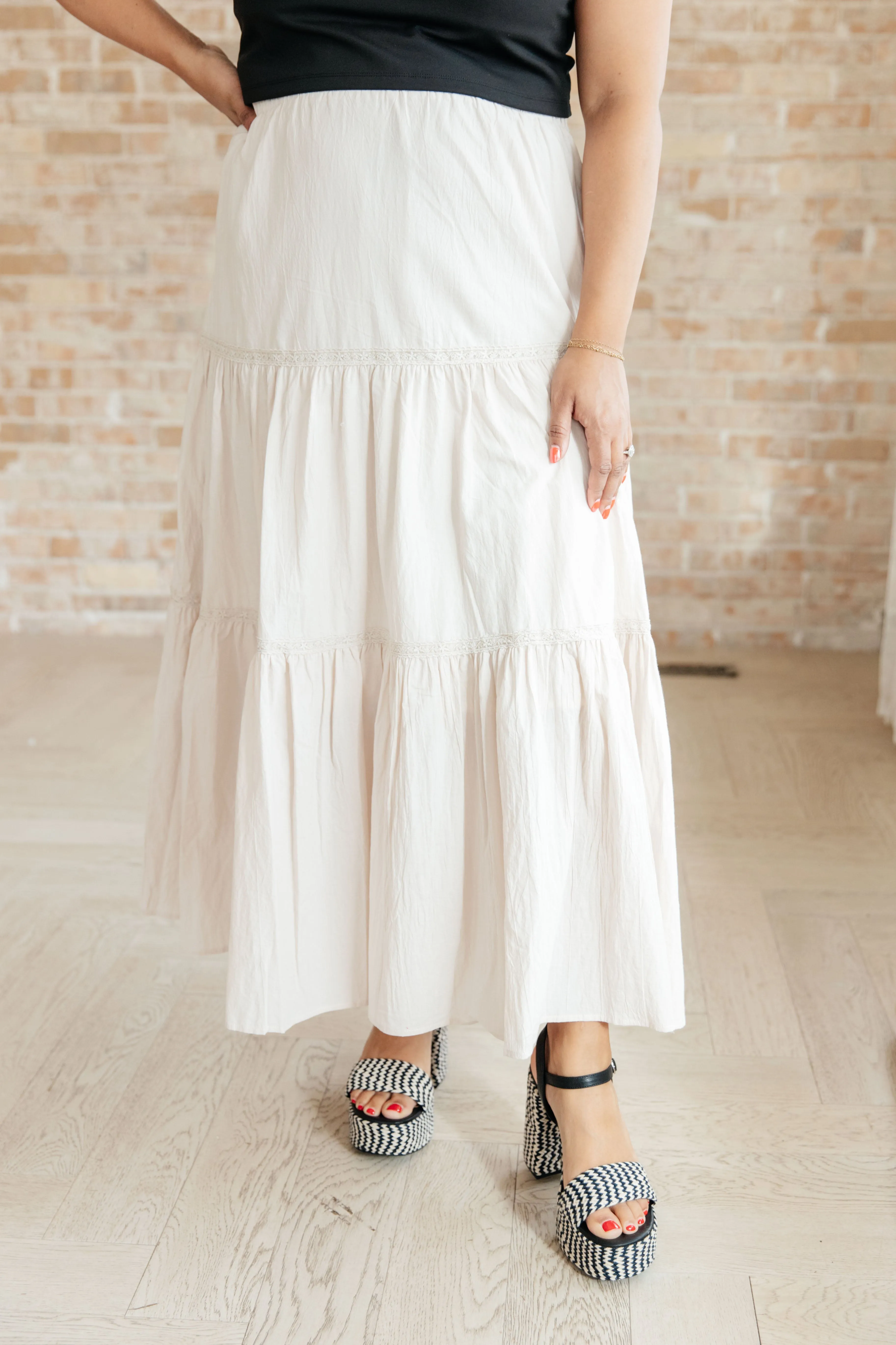 WHITE BIRCH- Let It Begin Tiered Maxi Skirt