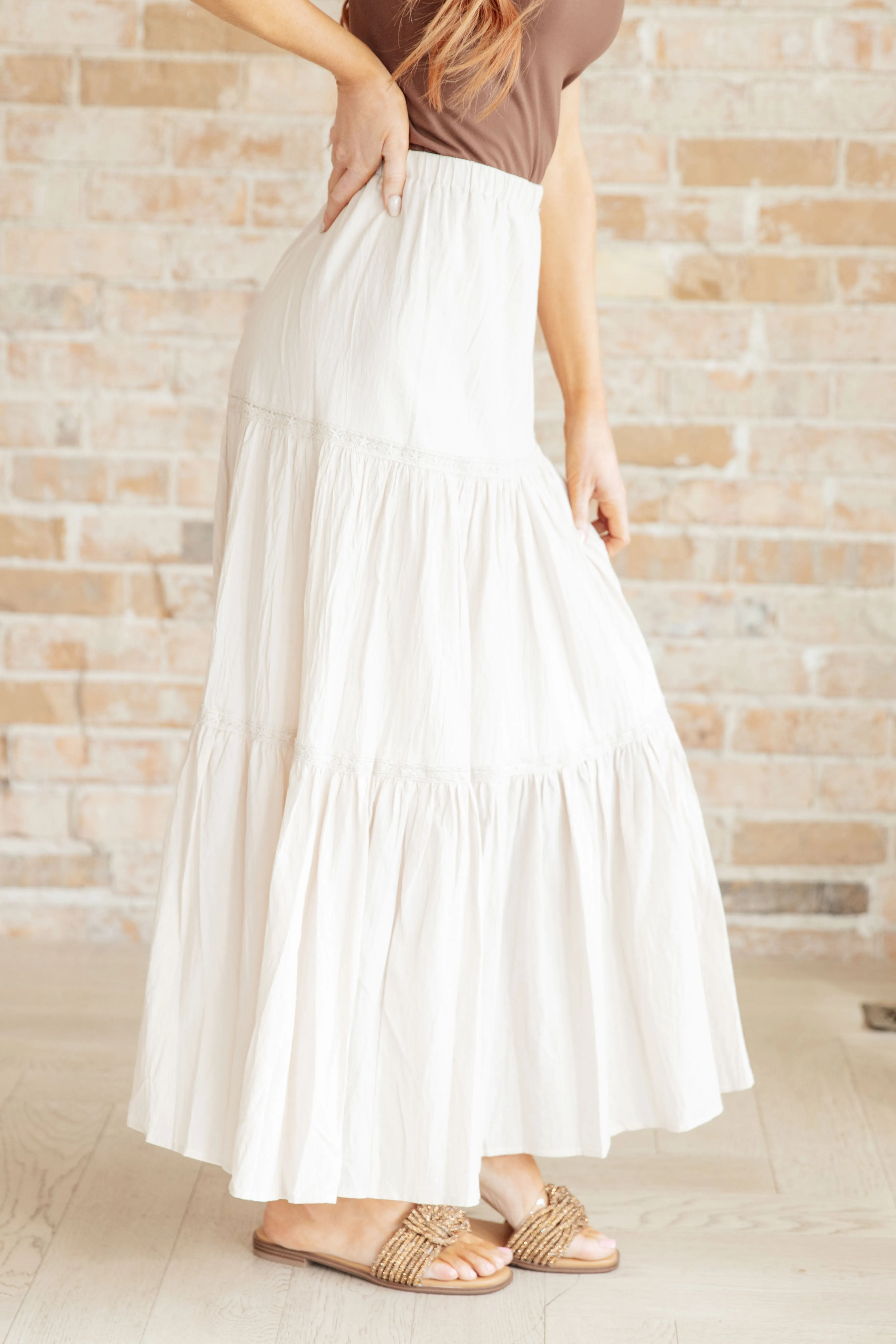 WHITE BIRCH- Let It Begin Tiered Maxi Skirt