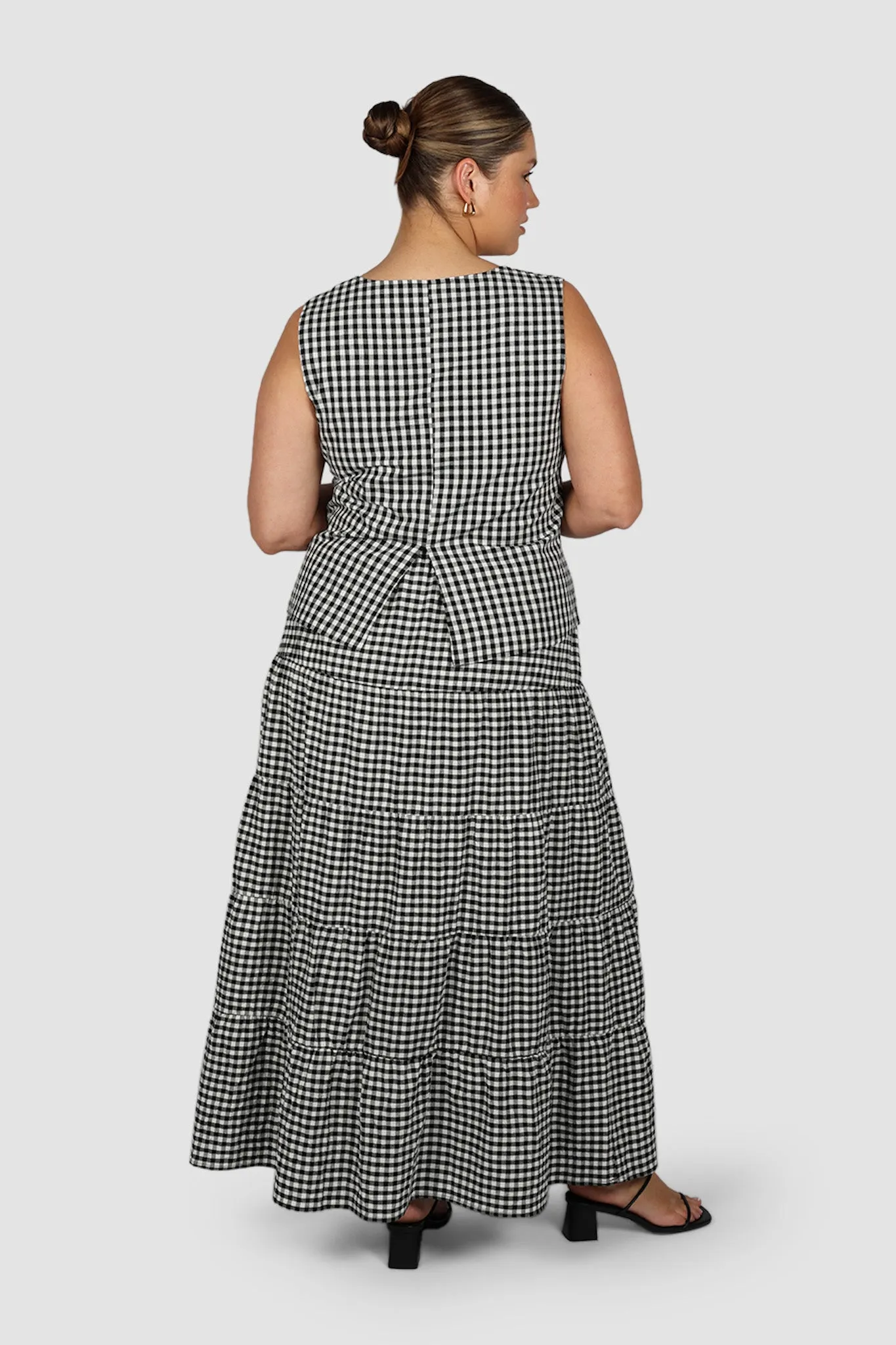 ZYLA MAXI SKIRT B&W GINGHAM